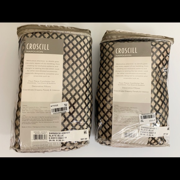 Croscill Napoleon Euro Slate Blue Pillow Shams - Picture 4 of 6